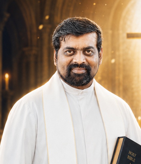 Rev. Dr. Adv. Stephens Justin Raj holding a Holy Bible